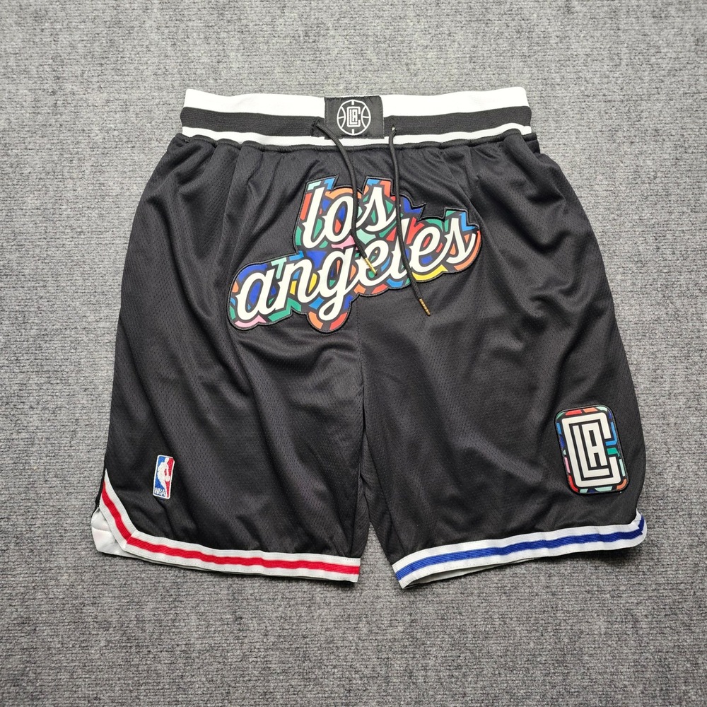Just Don Los Angeles Clippers Basketball Shorts Black Mesh Mens XL NBA
